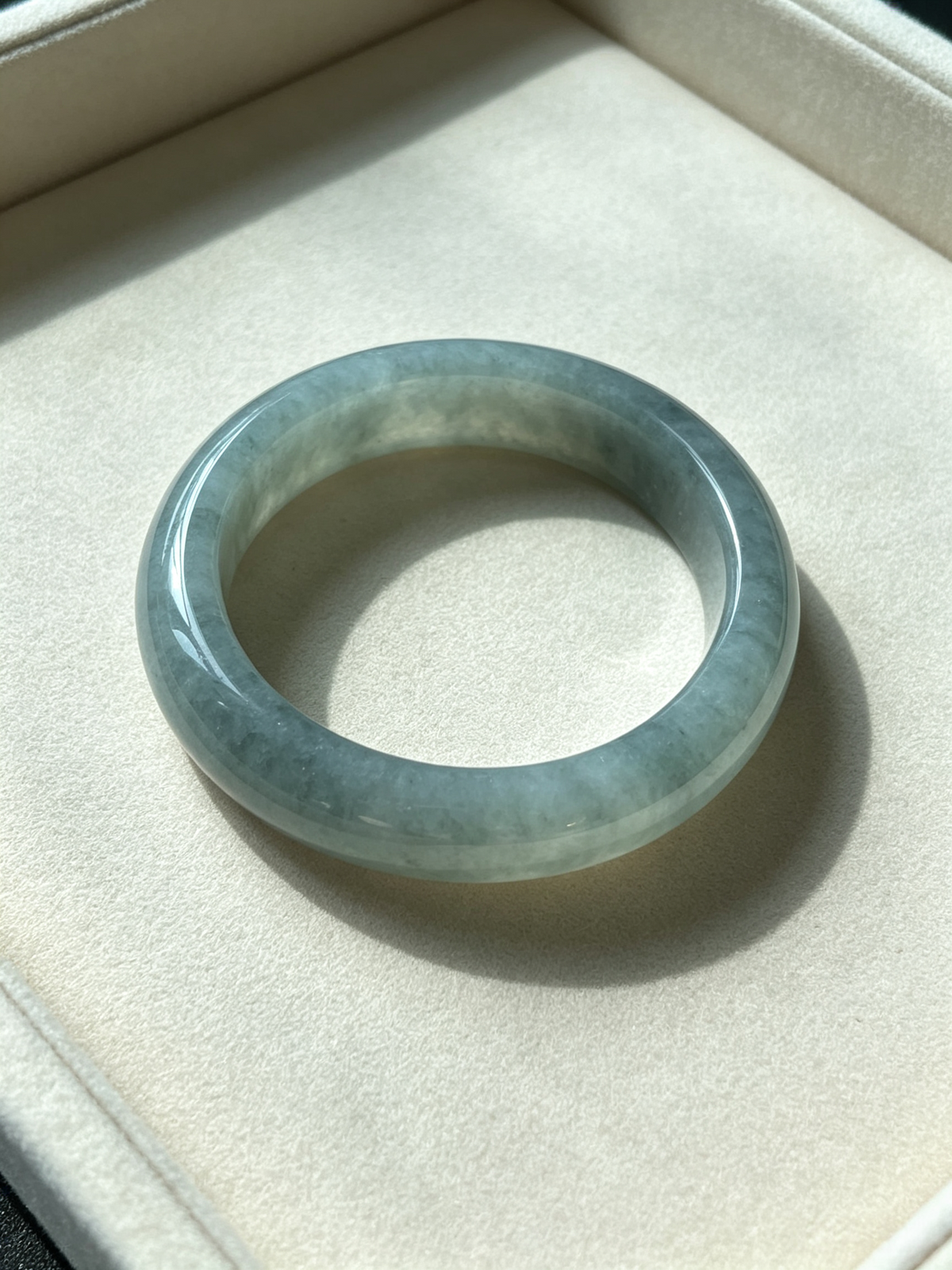 Grade A Natural Burmese Jadeite Bangle, Blue-Green Jade Bracelet