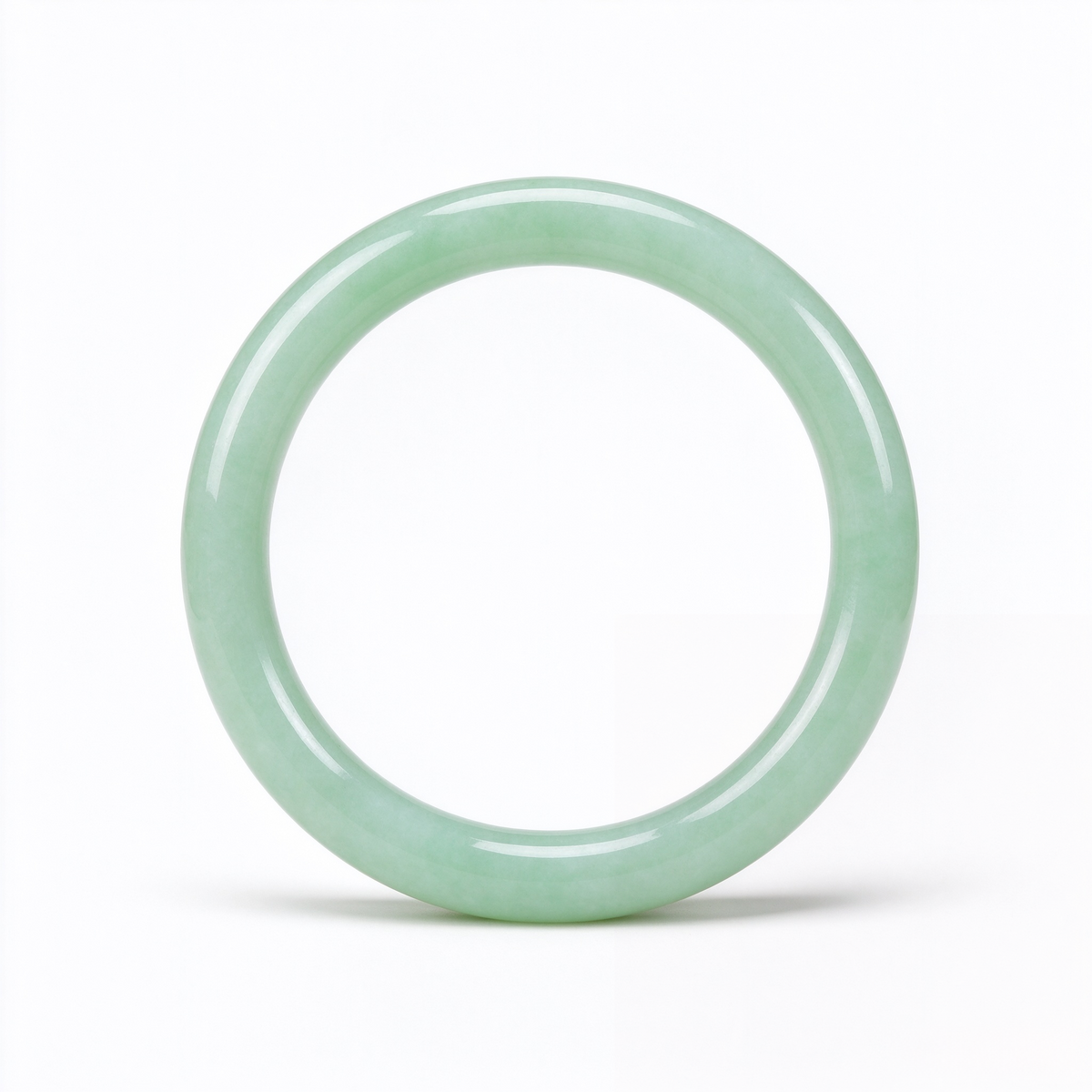 Soft Apple Green Jade Bangle, Slim Round Bar Jade Bracelet, Delicate Oriental Women Gem Jewelry