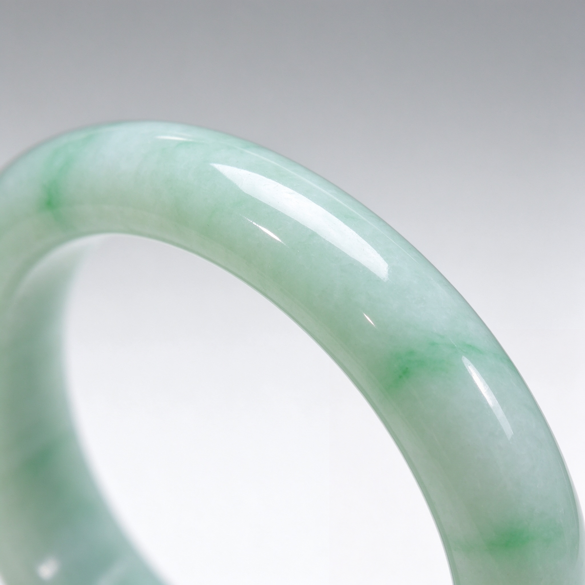 Soft Apple Green Jade Bangle, Slim Round Bar Jade Bracelet, Delicate Oriental Women Gem Jewelry