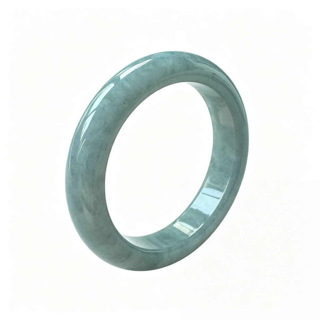 Grade A Natural Burmese Jadeite Bangle, Blue-Green Jade Bracelet