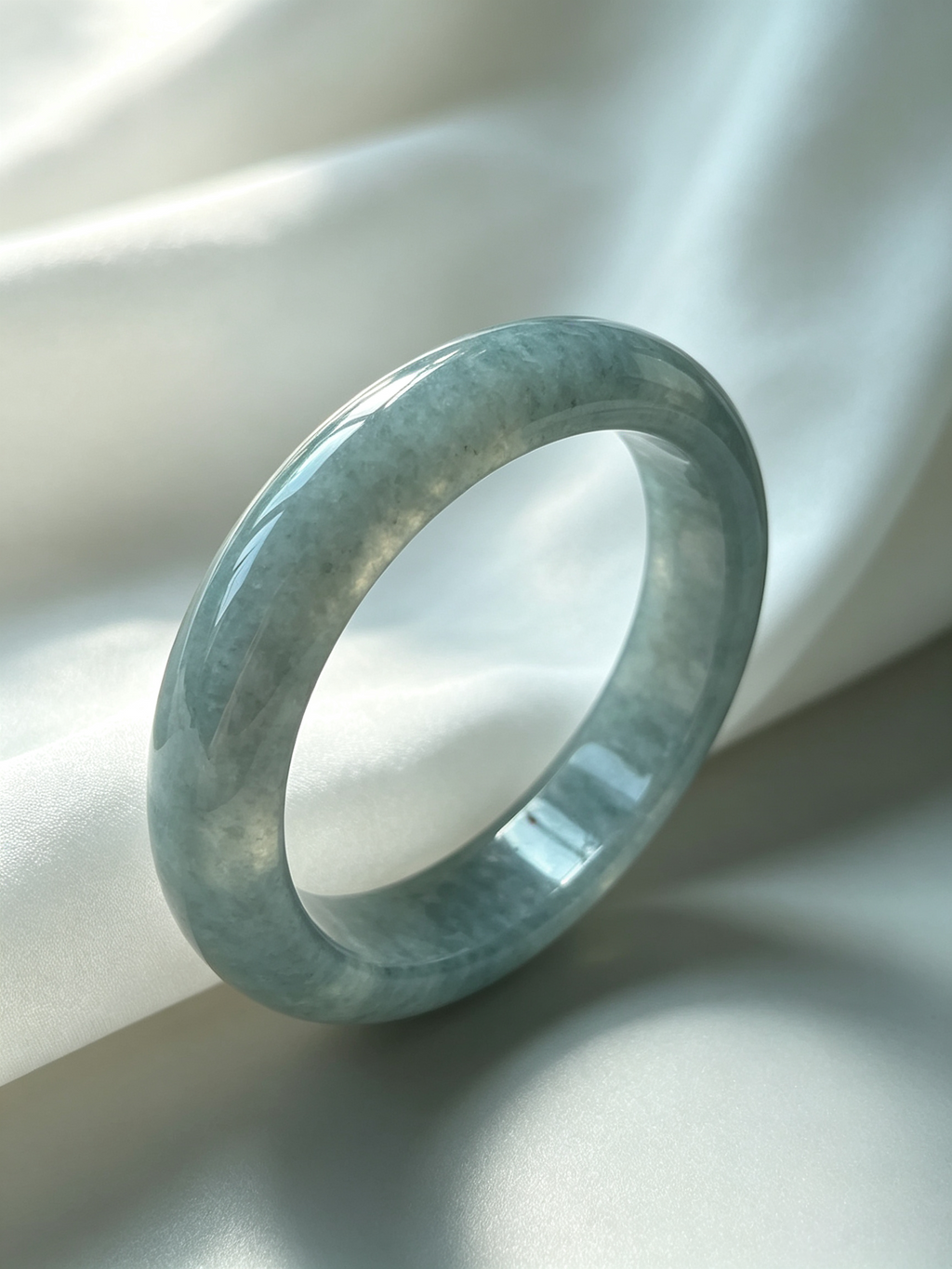 Grade A Natural Burmese Jadeite Bangle, Blue-Green Jade Bracelet