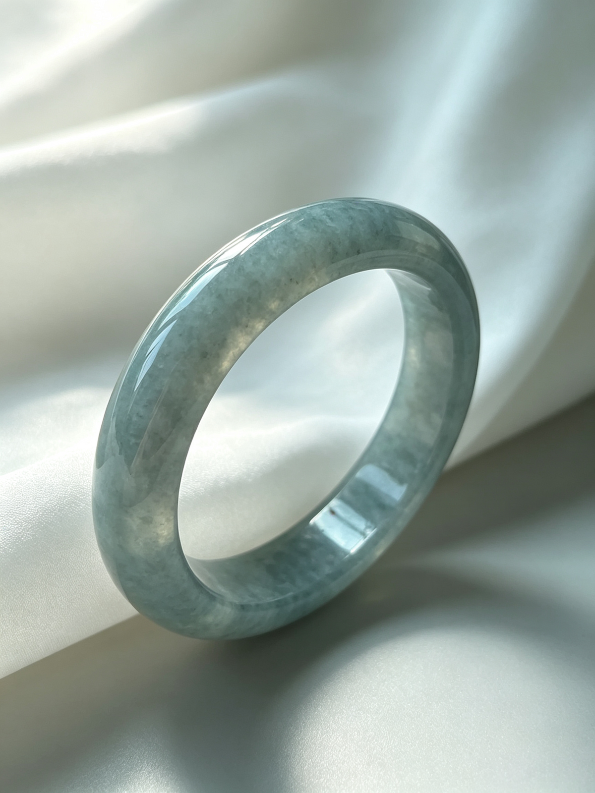 Grade A Natural Burmese Jadeite Bangle, Blue-Green Jade Bracelet