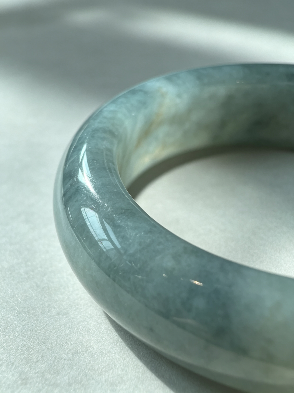 Grade A Natural Burmese Jadeite Bangle, Blue-Green Jade Bracelet