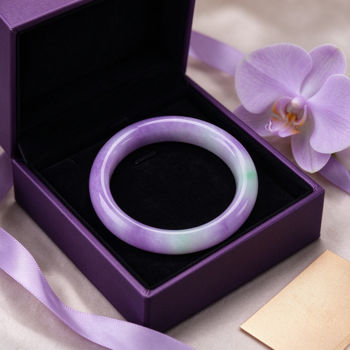 Lavender Purple Jade Bangle, Natural Light Purple Gemstone Bracelet, Vintage Oriental Women Jewelry