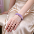 Lavender Purple Jade Bangle, Natural Light Purple Gemstone Bracelet, Vintage Oriental Women Jewelry