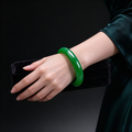 Vibrant Solid Green Jade Bangle, Rich Emerald Green Gemstone Bracelet, Luxury Oriental Jewelry