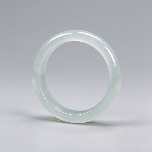 Icy Transparent Pale Jade Bangle, High Clarity Ice Jade Bracelet, Minimalist Oriental Gem Jewelry