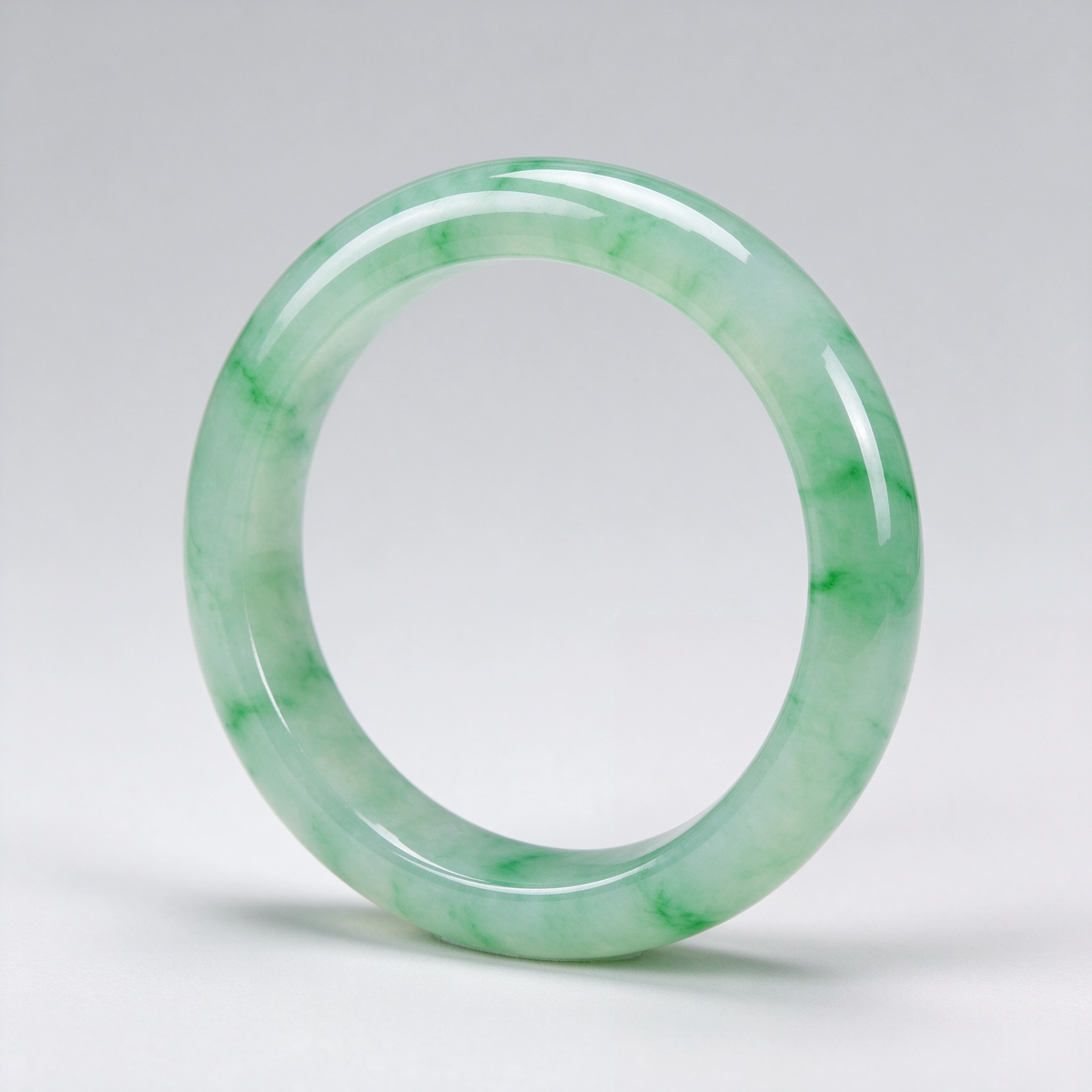 Light Green Floating Moss Jade Bangle, Natural Floral Green Inclusions Jade Bracelet for Women