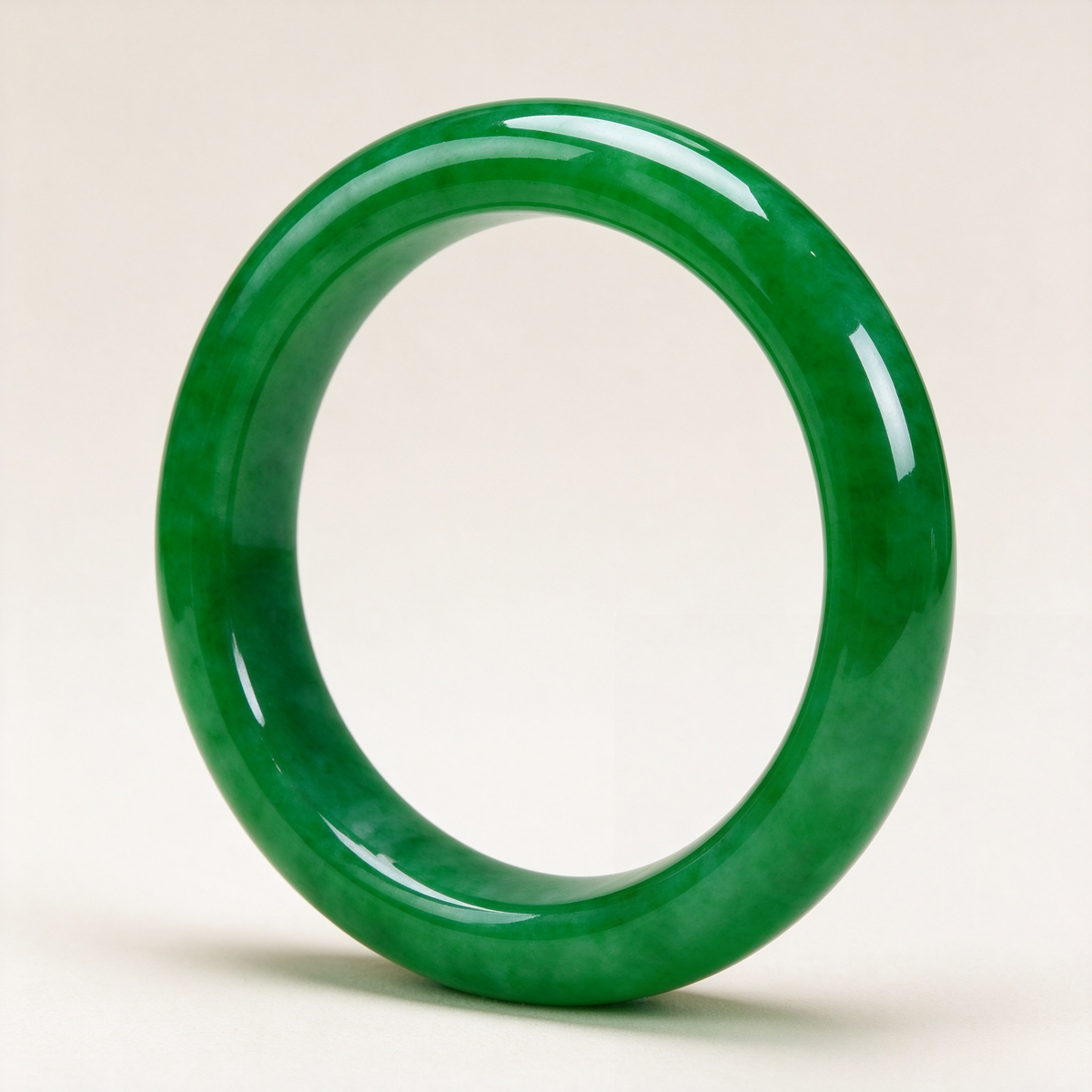 Vibrant Solid Green Jade Bangle, Rich Emerald Green Gemstone Bracelet, Luxury Oriental Jewelry